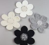Fleur Artificielle Crochet Laine Fil Strass Applique Fer sur Patch Broderie Patchs Perlés pour Vêtements Accessoires
