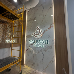 Huruf Halo Backlit baja tahan karat lukisan huruf saluran cahaya terbalik Logo Interior komersial kustom untuk dinding Bisnis - Product Image 2