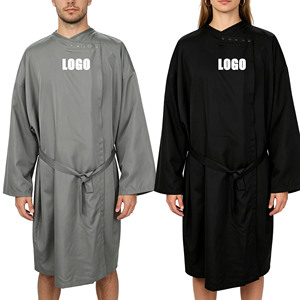 Robe <span class=keywords><strong>de</strong></span> client <span class=keywords><strong>de</strong></span> salon à manches longues avec <span class=keywords><strong>boutons</strong></span>-pression aux épaules, noire, pour salon <span class=keywords><strong>de</strong></span> coiffure et institut <span class=keywords><strong>de</strong></span> beauté - Product Image 2
