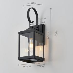 Lámpara de Pared <span class=keywords><strong>Exterior</strong></span> Vintage de 18 Pulgadas, Cuadrada, para Jardín, 1 Luz, Impermeable IP44, 3000K, Estilo <span class=keywords><strong>Farol</strong></span> - Product Image 2