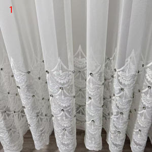 Tissu de luxe en gros blanc américain beau design brodé de fleurs en dentelle voilage pour le salon - Product Image 6