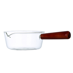 Olla de vidrio con mango de madera para leche, apta para fuego directo, olla doméstica con asa lateral para cocinar fideos instantáneos, olla de vidrio resistente al calor - Product Image 6