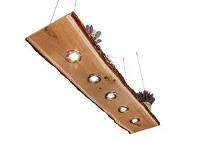 Rustic Wooden Hanging Light Oak With Natural Bark Finish Long Ceiling Lamp For Dining <b>Table</b> <b>Kitchen</b> <b>Island</b> Handmade Wood Fixture - Product Image 2