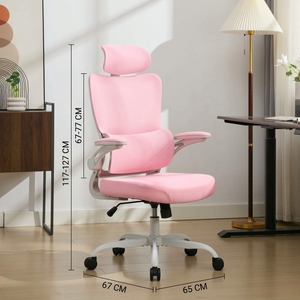 <span class=keywords><strong>Chaise</strong></span> élévatrice ergonomique de jeu pivotante rose moderne <span class=keywords><strong>Design</strong></span> en maille à la mode pour les filles, le bureau et la maison. - Product Image 2
