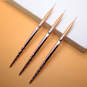 Pinceau liner pour nail art en poils de Kolinsky avec logo personnalisé, manche en plastique rose clair, emballage en tube PVC, outil de peinture de précision pour salon - Product Image 2