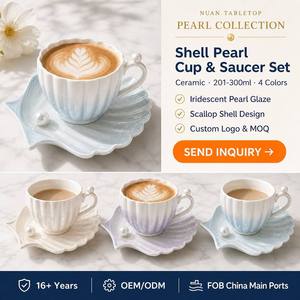 Ensemble tasse et soucoupe multicolores dégradé bleu, violet, rose en céramique – Collection Thé de l'Après-midi pour la maison moderne et le <span class=keywords><strong>café</strong></span> - Product Image 6