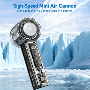 2026 Mecha-Style Transparent Air Cannon Fan 3000mAh 100-Speed Display Portable <b>USB</b> Rechargeable High Wind Handheld <b>Mini</b> Fan - Product Image 2