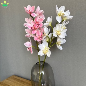 Branche <span class=keywords><strong>de</strong></span> <span class=keywords><strong>fleurs</strong></span> artificielles Cymbidium Hookerianum Real Touch Tropical Phalaenopsis Tiger Orchid Plant Bridal Wedding <span class=keywords><strong>Bouquet</strong></span> Decor - Product Image 4