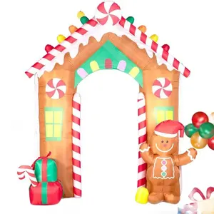 Design novo personalizado 10ft natal arco inflável com gengibre homem-natal decoração ao ar livre inflável com luzes led