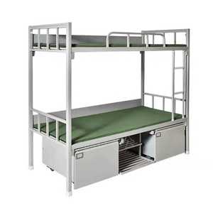 Оптовая продажа, низкая цена, новейший дизайн, зеленая армейская двухъярусная железная металлическая рама для взрослых, двухъярусная кровать с хранилищем - Product Image 3