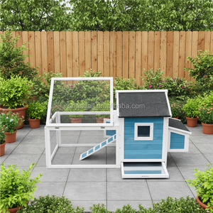 SHUNDA SDR025 Conejera <span class=keywords><strong>de</strong></span> madera para exteriores, casa <span class=keywords><strong>de</strong></span> cría <span class=keywords><strong>de</strong></span> conejos, casa <span class=keywords><strong>de</strong></span> mascotas Pequeña Azul a la moda, jaula para conejos, rampa incluida, bandeja extraíble - Product Image 3