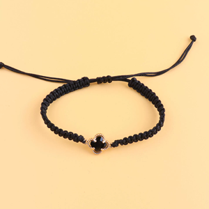 Handmade Lucky Four Leaf Clover Flower <strong>Charm</strong> <strong>Bracelet</strong> Adjustable Rope Crystal Glass <strong>String</strong> <strong>Bracelets</strong> - Product Image 4