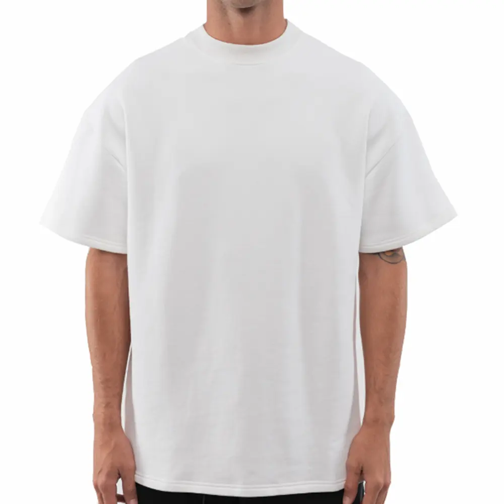 Camiseta táctica de gimnasio de Anime de gran tamaño de alta calidad para hombres, cuello redondo, pana informal, 260 gramos, estampado en relieve, longitud larga