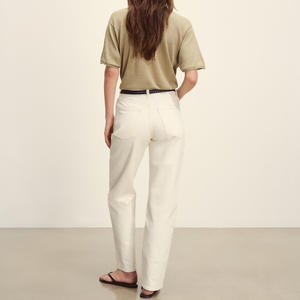 Jersey de punto personalizado, Camiseta de punto básica relajada blanca, camiseta de verano ligera de manga corta de gran tamaño de lino 100% para <span class=keywords><strong>mujer</strong></span> - Product Image 3