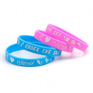 Bracelet en silicone sirène pour aquarium, exposition, style dessin animé, en caoutchouc, avec logo personnalisé et informations - Product Image 1