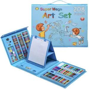 Pincel de papelaria natural para crianças, caneta colorida com 208 peças, ferramentas para pintura a óleo e pastel, conjuntos de canetas aquarela para mesa