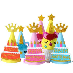 Chapéu Novas fontes de aniversário infantil EVA Party bolo decoração coroa