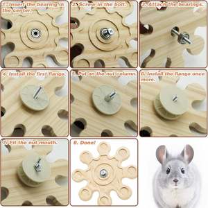 Juguetes de Madera para Hámsteres - Juguetes Giratorios para Mascotas con Disco Masticable Giratorio, un Juguete de Molino de Viento para Masticar - Product Image 3
