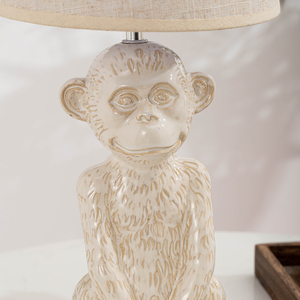 Lampe de table beige pour la décoration intérieure, abat-jour en lin, lampe de table en céramique faite à la main, lumière chaude - Product Image 3