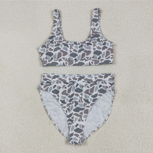 Conjuntos de Ropa de Playa para Familiares, Adultos, Bebés y Niños, Trajes de Baño con Estampado de Camuflaje Gris Claro del Sur - Product Image 3