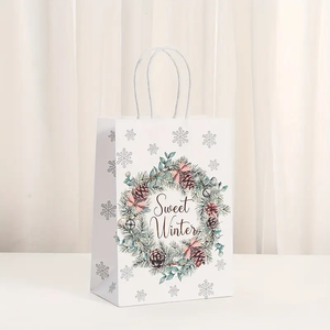 Christmas Tote <b>Bags</b> With Handles Xmas Kraft Paper Gifts Supplies Santa Snowman Treat <b>Bags</b> Decor Xmas Party <b>Bags</b> - Product Image 5