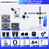 Microscope stéréoscopique trinoculaire 3,5x-100x, portée de travail 530 mm, pour la pratique vétérinaire et chirurgicale