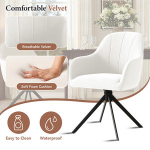 Silla de Comedor Giratoria Moderna de Terciopelo, Reclinable, Impermeable, con Rotación de 360°, Patas Metálicas Ergonómicas y Resistentes para Comedor, Hogar u Oficina - Product Image 5