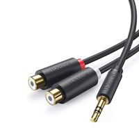 Câble audio stéréo UGREEN 3,5 mm mâle vers 2 RCA femelle, adaptateur en Y plaqué or, rouge et blanc, pour casque