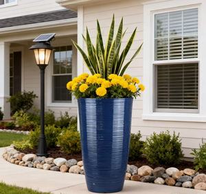 Maceta de Plástico PP Ligera y Duradera, Maceta Cilíndrica Alta con Ranuras <span class=keywords><strong>Horizontales</strong></span> para Hogar y Jardín, para Interiores y Exteriores - Product Image 1