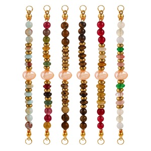 Conector de Barra con Cuentas Estilo Boho |   Colgante de Doble Ojo de Acero Inoxidable con Baño de Oro PVD de 18K y Gema Natural para Fabricación de Joyas - Product Image 5