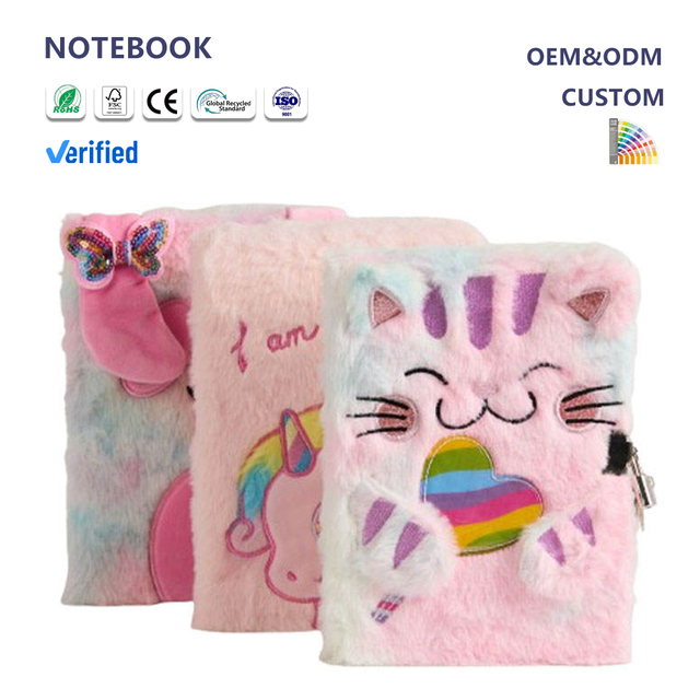 Children Girl Gift Kawaii Mini Cute Note Book Cartoon Animal Soft Fluffy Plush Diary Notebook