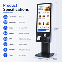 Kiosque de commande automatique 32 pouces avec processeur Intel Core i5, système Windows, écran tactile, terminal de paiement et imprimante pour les chaînes de restauration rapide