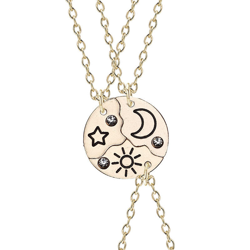 Geometric Sun Moon Star Friendship Necklace for Friends