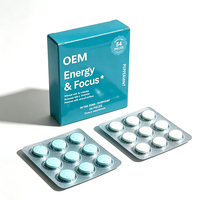 Comprimés Énergie et Concentration pour Adultes en Blister, L-Théanine, Vitamines B6 et B12, 100g, Clarté Mentale, Soutien Cérébral, Supplément OEM ODM