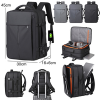 Sac à dos pour ordinateur portable de grande capacité pour hommes, avec logo personnalisé, port de charge USB, étanche, extensible, pour les voyages d'affaires et les trajets quotidiens