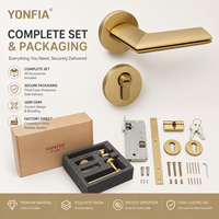 YONFIA 8032R01 Kunci Pintu Emas Paduan Seng Gagang Terpisah Senyap dengan Kunci Minimalis untuk Kamar Tidur, Ruangan, Rumah, Kantor