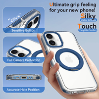 Coque de téléphone magnétique personnalisée en gros pour iPhone 17, transparente avec support rotatif, cadre métallique pour objectif, antichoc