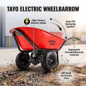 Red <b>Plastic</b> Wheelbarrow 2 <b>Wheels</b> Durable Manual Garden Cart for Outdoor Use - Product Image 3