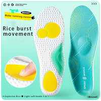 Semelles intérieures de sport en PU à dureté parfaite, gel popcorn, coussin d'air souple et élastique, antichoc, respirantes, soutien de la voûte plantaire, légères et douces