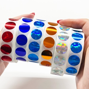 Etiquetas Adhesivas Holográficas para Rascar, Coloridas, <span class=keywords><strong>Circulares</strong></span>, Etiquetas Adhesivas para Juegos, Forma y Tamaño Personalizables - Product Image 1