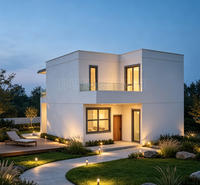 Villa préfabriquée moderne à deux étages, structure en acier, maison familiale, maison modulaire de luxe avec garage et balcon