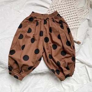 2024 Sprint Boys Beige Brown Polka Dot Harem Pantalones 1-7 años