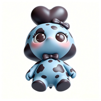 Figurine d'action personnalisée en PVC et ABS, bleu clair avec taches marron foncé, jouet en forme de cœur avec emballage personnalisé, service OEM d'usine chinoise