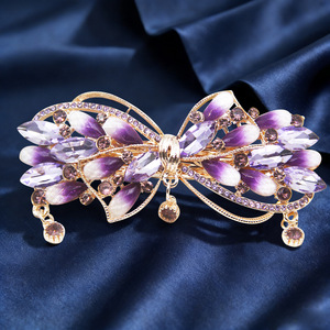 Pince à cheveux colorée en forme de nœud pour femme, luxueuse, avec strass, 9,0 cm, en alliage, pour queue de cheval - Product Image 4