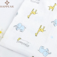 HAPPEAK meilleure vente Double coton gaze tissu imprimé éléphant girafe Design pour filles pour bébé vêtements chemises et artisanat