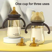Tasse d'apprentissage et biberon 3-en-1 pour bébé en PP et silicone, sans BPA, écologique, avec paille et poignée – Meilleures ventes