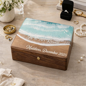 Scatola in Legno di Noce Vintage con Chiusura, Organizer per Uomo e <span class=keywords><strong>Donna</strong></span>, Fatto a Mano e Dipinto a Mano, per Natale e Halloween - Product Image 1