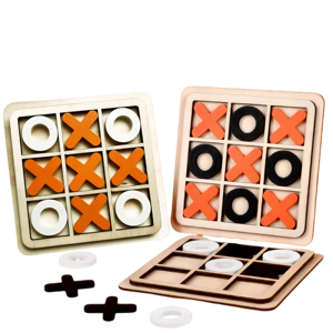 Kids Educational Interactive XO Chess Game Eco-friendly Safe Paint Wooden Puzzle Tic <strong>Tac</strong> Toe Board - Product Image 1