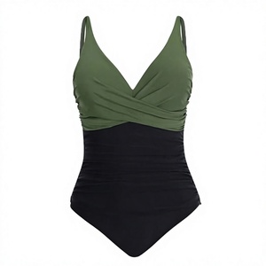 Conjunto de Bikini de 1 Pieza Acanalado Sexy 2026 con Top Halter de Tirantes Ajustables y Braguita con Lazos Laterales, Teñido Liso, Spandex/Nylon - Product Image 1