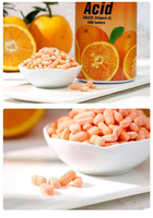 Comprimés d'acide ascorbique (vitamine C), favorisent la santé immunitaire et la protection antioxydante, saveur orange, complément alimentaire à base de plantes